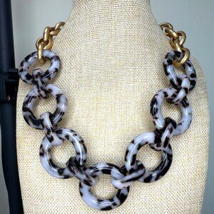 Tortoiseshell Link Statement Necklace With Gold-Tone Chain By J. Crew